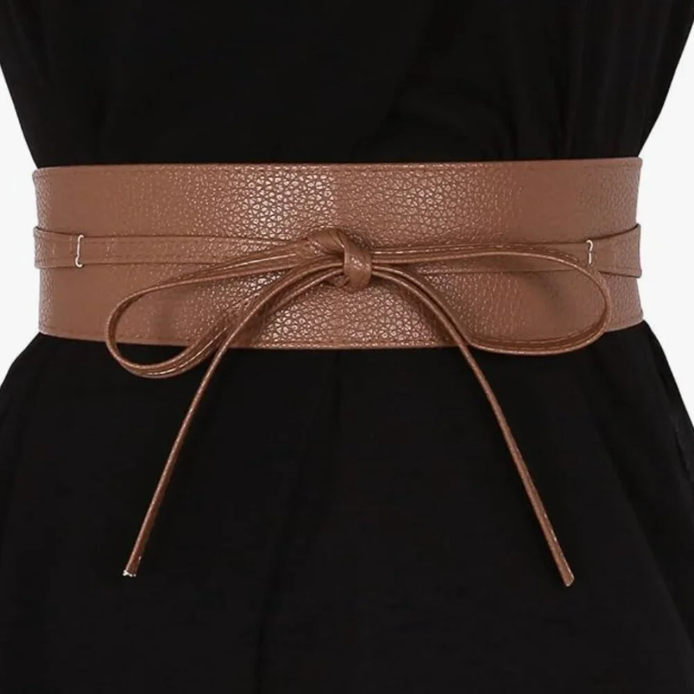 PU Leather Self Tie Wrap Belt